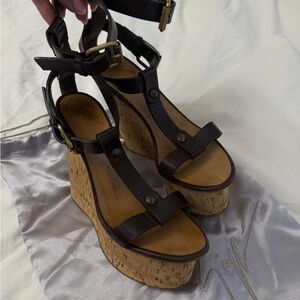 Giuseppe Zanotti Dark Brown Wedge Sandals